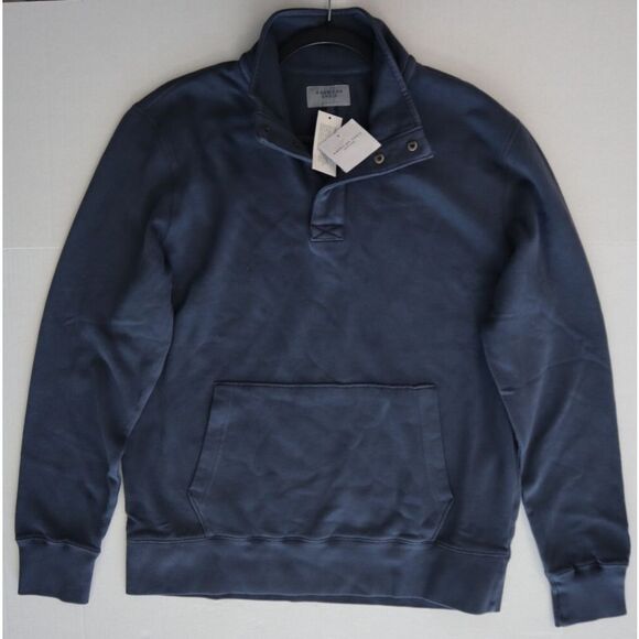 American Eagle Men's Sz M Blue Quarter-Snap Cotton Blend Mock Neck Sweatshirt - Picture 8 of 8